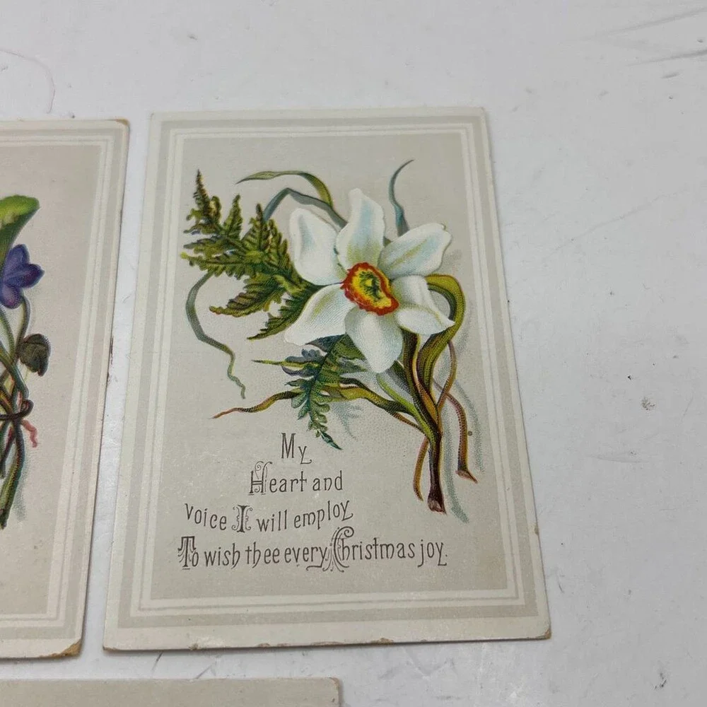 Vintage Floral Botanical Greeting Cards Lot of 3 – Christmas & New Year